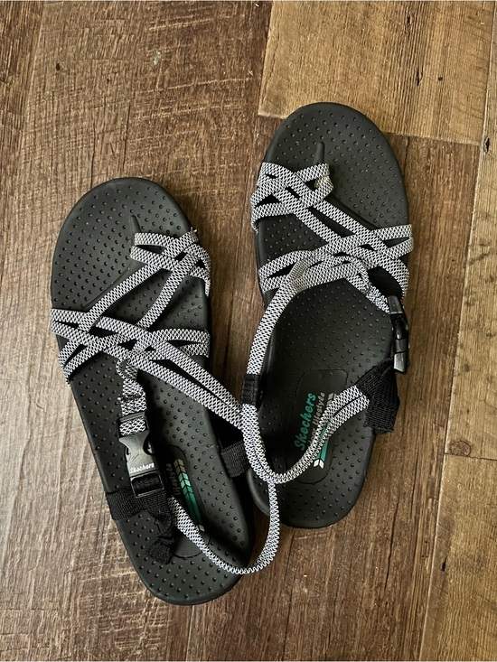 Skechers Shoes - Skechers Black and White Woven Strap Sandals